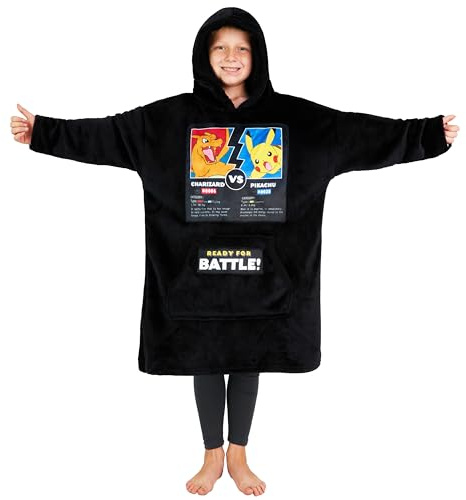 Pokémon Felpa con Cappuccio Bambini Adolescenti, Anime Gengar Pikachu Coperta Indossabile Pile con e Senza Cuscino Integrata