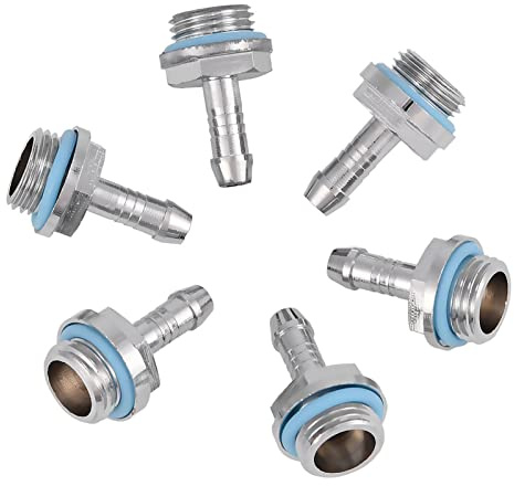 G1/4 Zoll Wasserkühlung Schlauchverbinder,KIMISS 6 * Barb Fittings 6 PCS PC Wasserkühlung TwoTouch Fitting G1 / 4 Gewinde Barb Connector für Rohr 7, 5 Mm (7, 2 mm)