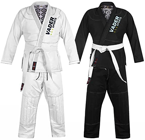 VADER Costume de jiu-jitsu brésilien pour homme - Pour enfants et adultes - 100 % coton - 550 g/m² - Tissu léger pré-rétréci, Noir , Adullt A4