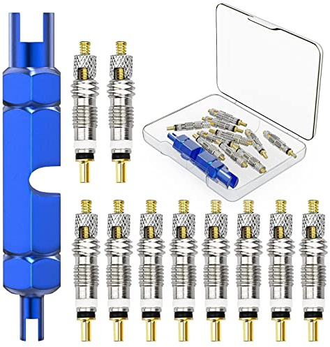 Flintronic Nucleo Valvola Bici, 11 Pezzi, Bicicletta Adattatore, Kit Sostituzione Valvola Presta, Strumenti per la Rimozione della Valvola