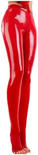 Leggings In Lattice Pantaloni In Lattice In Vita Pantaloni In Lattice Attillati Femminili,Rosso,X-Piccolo