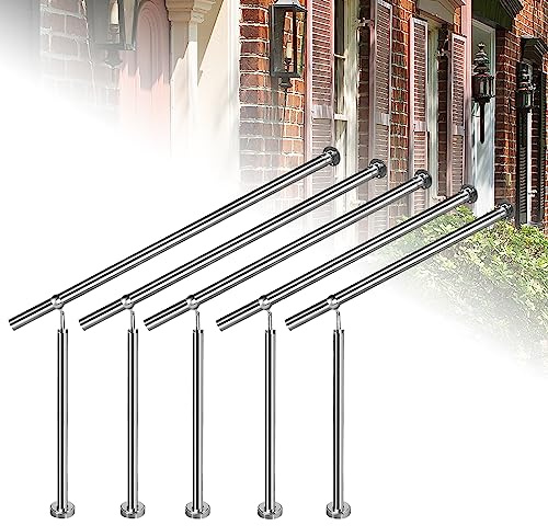 JOIEYOU Pasamanos de acero inoxidable, pasamanos para escaleras, exterior, 120 x 90 cm, ángulo ajustable, barandilla de entrada para escaleras, pasamanos de pared exterior e interior
