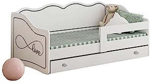 Happy Babies ROYAL- Kinderbett 160 x 80 Einzelbett mit Rausfallschutz & Bettkasten Bett für Kinderzimmer mit Matratze 80x160 Kinder-Bett für Mädchen & Jungen