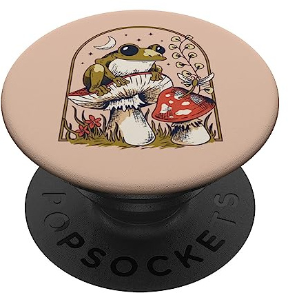 Frosch auf Pilzen Libelle Mond Cottagecore Ästhetische Meme PopSockets mit austauschbarem PopGrip