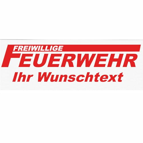 INDIGOS UG - Aufkleber - Autoaufkleber - Freiwillige Feuerwehr mit Wunschtext individuell personalisiert - rot 300 mm - selbstklebend - Auto, LKW, Boot, löschen - Bergen - Tuning - Heckscheibe