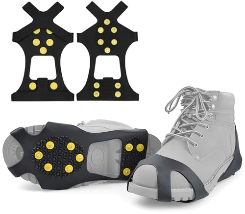 10 Schuhspikes Anti Rutsch Schuhspikes, Schuhkrallen Stretch Schuhe Spikes Für Schnee-und Eiswanderungen, Winter Outdoor Sports Klettern(M)