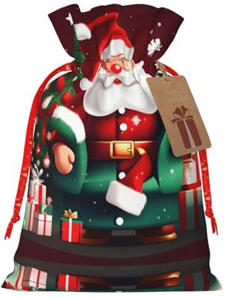 BrUgui Festliche Geschenktüten Set - Wiederverwendbare Verpackung für Weihnachten, Geburtstag und Party - Dekorative Geschenkbeutel Frohe Weihnachten Nikolaus Geschenk