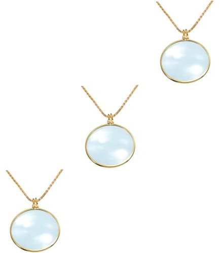 JECOMPRIS Schmuck 3 STK Lupe Silberne Brille zierlich Monokel an Kette Halskette Gläser empfindliches Vergrößerungswerkzeug Jahrgang Anhänger Glas Fräulein Metall Schmuck Halsketten Damen