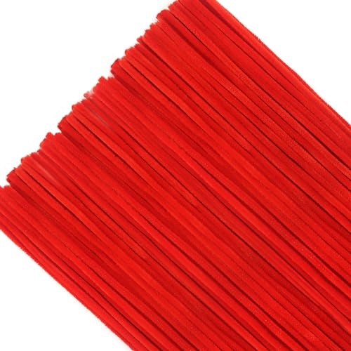 TOAOB 300 Stück Pfeifenputzer zum Basteln Rot Pfeifenreiniger | Lang 30 cm und Breit 6 mm, Pipe Cleaners für Basteln und Dekorieren Kunst Handwerk