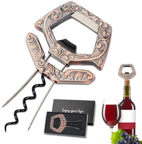 LUCYLANKER Abridor de Vino Ah So para Botellas Antiguas, Abrebotellas de Antiguo 3 en 1, Extractor Corcho Dos Puntas con Corkscrew de Cerveza, Sacacorchos de Amigos Camareros, Regalos para Hombres