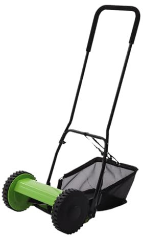 Tosaerba manuale a spinta da 30,5 cm, tosaerba a spinta a 5 lame, tosaerba manuale verde spugna con borsa di raccolta da 23 l, compatta e regolabile a spinta spazzatrice per erba