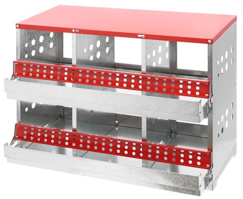 UYRTOY Hühnerstall,Hühner Nistkasten Hühner Legebox Chicken Run Hühnerstall Winterfest 2 Etagen 6 Loch Nistkasten 84 * 42 * 62cm,Geeignet Als Hühnernest und Eiablage Nest