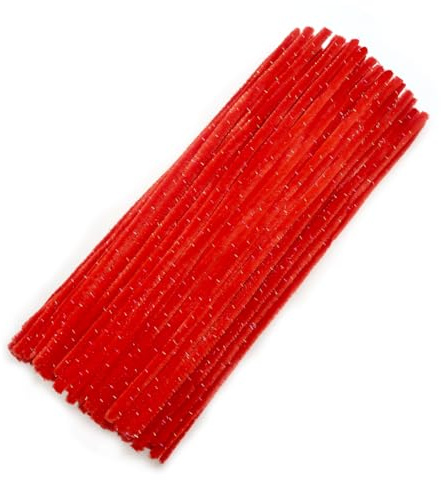 TOAOB 100 Stück Pfeifenputzer Zum Basteln Glitzer Rot Chenilledraht | Pfeifenputzer zum Basteln, Lang 30cm und Breit 6mm, Pipe Cleaners für Basteln und Dekorieren Kunst Handwerk