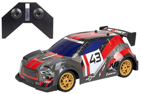 Exost – Voiture Télécommandée Rally XTR – Vitesse 20 km/h – 1:14ème – Direction Dynamique – 2,4 GHz, Portée 25m – Batterie Rechargeable USB – Jouet RC Intérieur/Extérieur Enfant dès 8 Ans