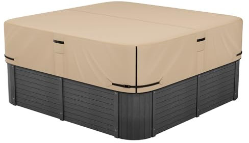 VEVOR Copertura per Vasca Idromassaggio da Esterno 2160x2160x508 mm, Protezione Impermeabile, Copertura per Vasca da Bagno da Esterno Tessuto Oxford 600D, Quadrato, Marrone