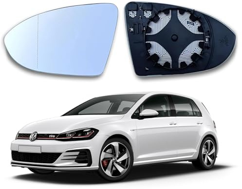 Spiegelglas Beheizbar,Spiegelglas Golf 7 Links Beheizbar,Spiegelglas-Außenspiegel,Asphärisch Passend für Golf 7 Spiegelglas Links,Fahrerseite-Beheizbar Ersatzspiegelglas Golfs 7-Außenspiegel Glas