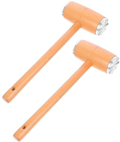 Alipis 2 pièces Maillet à Viande de Hêtre Marteau Attendrisseur pour Bœuf Poulet et Porc Outil de Cuisine pour Attendrir et Améliorer la Texture des Viandes Lot