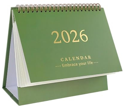 Calendrier de Bureau 2025-2026 - Janvier 2026 à Décembre 2026, Petit Calendrier à Reliure Spirale, à l'école et Au Bureau, Idéal pour Offrir en Cadeau à La Famille et Aux Amis Pendant Le Nouvel An