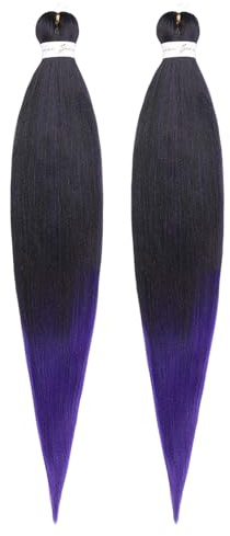 66 cm, capelli sintetici da intrecciare, ciocche di capelli viola, extension Easy Braids, testurizzate, treccia intrecciata, per bambini, feste, vacanze, carnevale (2 pezzi)