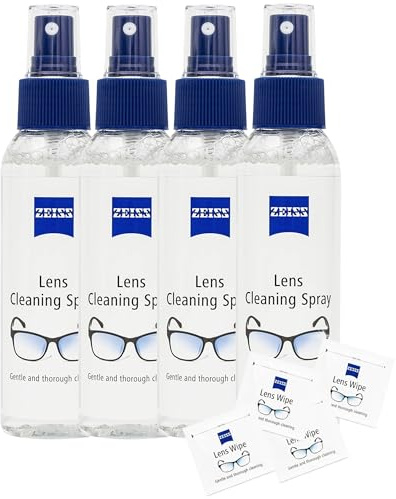 Premium Lens Cleaning Spray Pack of 4×120ml Streak-Free Glasses & Camera Lens Cleaner + 4 Lens Wipes Safe on All Coatings for Spectacles, Sunglasses, Screens, Opticals Cleaning Spray by Red Rainbow