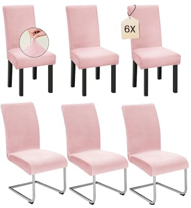 Dmyifan 6er Set Stuhlhussen für Schwingstuhl, Stretch Samt-Stuhlbezug aus Velvet Velour, Elastisch & Waschbar, Chair Cover für Esszimmerstühle, Hotel & Bankett