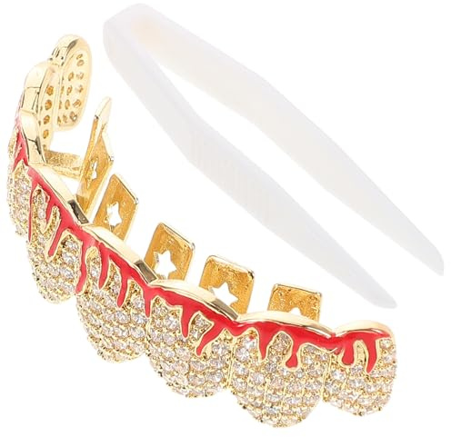 Healeved Zahnschmuck-sets für Grills Party- -grills Künstliche Zähne für Halloween Dekorativer Mundgrill Glänzender Zahnschmuck für Männer und Frauen