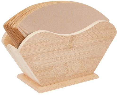 GORGECRAFT Wood Coffee Filter Holder Wooden Burlywood Coffee Paper Dispenser Storage Stand Container Rack Shelf Accessories for Chemex Hario V60 Square Cone Flat Bottomed Pour Over Filters