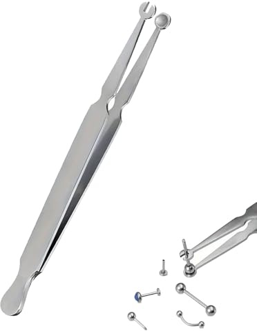 Piercingkulor Tång, Piercingverktyg för att öppna ringen för Screw on off Dermal, Piercingkulor Uppdrejningsfixeringstång, Smyckesbyteverktyg för brosk, näs-, labret-, helixpiercingar