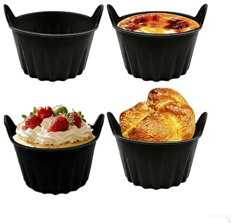 Silikonform Heißluftfritteuse,4 Packungen Ei Formen Kuchenform Für Heißluftfritteuse,Silikon Muffinförmchen Airfryer,Muffinform SilikonAirfryer Silikon-Auflaufförmchen Für Luftfritteuse