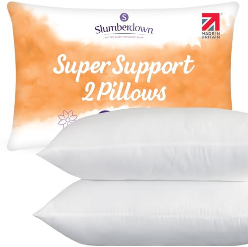 Slumberdown Super Support Pillows 2 Pack - Firm & Supportive Pillow for Side Sleepers, Reduces Neck & Shoulder Pain | Foam Block, UK-Made, Non-Allergenic & Washable (48 x 74cm)