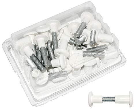 HKB ® 10 Stück Verbindungsschrauben, Stahl Gewinde M6, 34-41 mm, Abdeckkappe ø = 16mm, Kunststoff weiß, Hersteller Hettich, Artikel-Nr. 62430