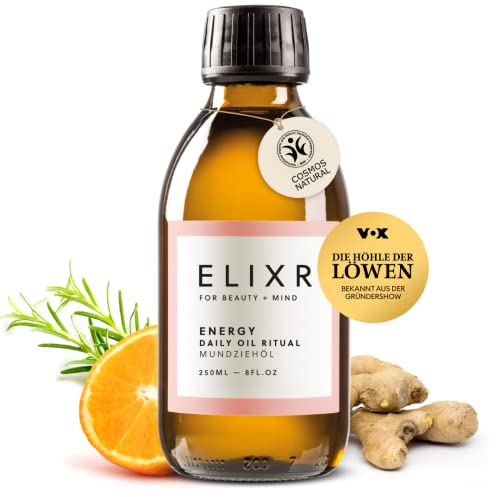 ELIXR Mundziehöl Energy mit Orange, Ingwer & Rosmarin | aus Höhle der Löwen | 200ml | ayurvedische Mundspülung pflegt auf natürliche Weise | zertifizierte Naturkosmetik aus Deutschland
