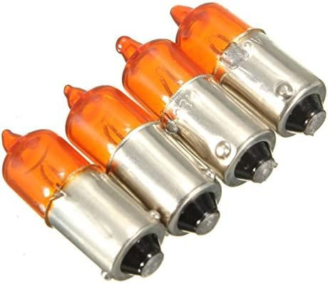 Alamor 4Pcs 12V 23W Motorcycle Turn Singal Indicator Bulb Ba9S Base Mini Amber Halogen