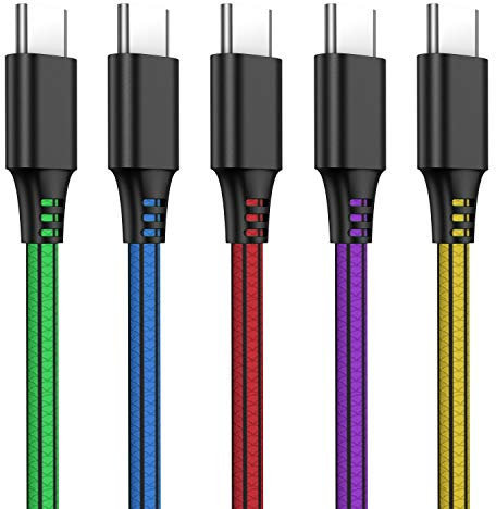 Cavo USB C 2m [5 Pezzi] Cavo USB Type-C PVC Cavo Tipo C Rapida Compatibile con Samsung Galaxy S10/S9/S8,Note 8,Huawei P30 P20 P10 P9 Mate20,OnePlus,Honor,LG,Nexus,Xiaomi