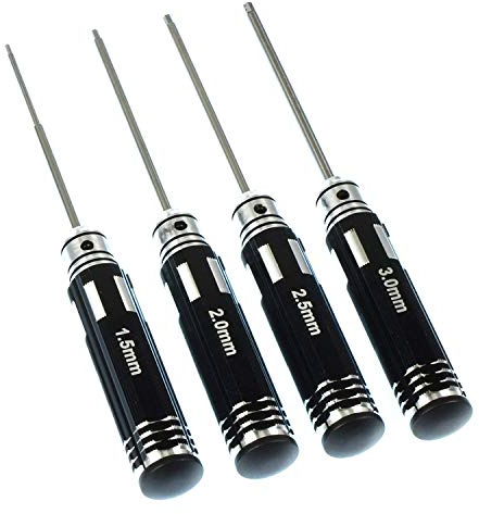 Jzhen Destornillador Hexagonal 4pcs Llave Hexagonal Conductor Kit de Herramientas Destornillador para Helicóptero RC Transmisor del Coche