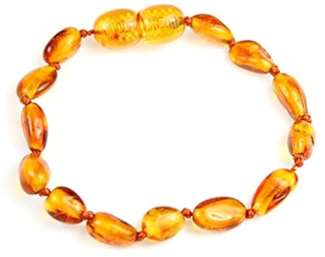SilverAmber nytt baltisk bärnsten vristlänk armband konjak – handgjort 100 % äkta bärnstensfärgade pärlor – premiumkvalitet – storlekar 12–26 cm, TYg