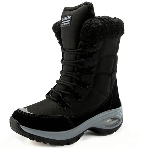 GURGER Botas Mujer Invierno Altas Botas de Nieve Impermeable Botines Piel Cálido Forro Negro 40
