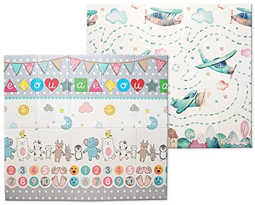 Alfombra de Juego para Bebés Plegable y Reversible | Grande y Segura 178x196 cm XPE No Tóxico Certificado CE/ASTM | Educativa Evolutiva Decorativa Fácil Limpieza