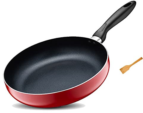 Liudan Padella Pan Flatbottomed Animale Pentola in Acciaio Inox con Coperchio Multifunzione Pan Cucitrice a induzione da Bistecca Adatto per Collegamento Gas (Rosso) Padella Antiaderente (Size : A)