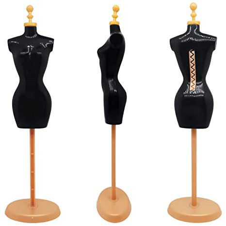 Puppenkleid-Form, Torso-Ständer mit Standfuß für Bekleidungsdesign und Modeschmuck, Schwarz / Gold, 4 Stück