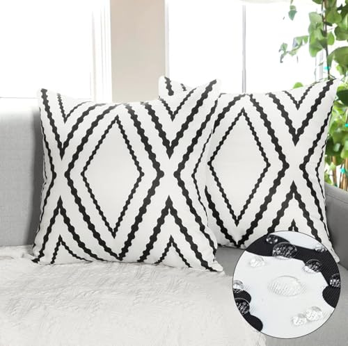 Dremisland 2er Set Outdoor Kissen Wasserdicht 45x45 Kissenbezug Weiß | Gartenkissen Geometrische Dekokissen Sofakissen Boho Azteken Couchkissen Zierkissen Kissenhüllen für Sofa Balkon Garten