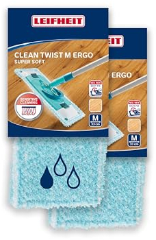 Leifheit Original 2er Set Wischbezug CLEAN Twist Ergo M super Soft 33cm für Parkett, Holzböden und Kork, mit Spezialfasern, Wischer Ersatzbezug für minimale Wasseraufnahme