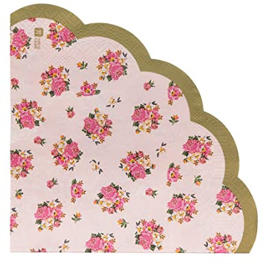 Talking Tables Truly Scrumptious Lot de 50 Serviettes en Papier pour thé de l'après-midi – Fête d'anniversaire, fête prénatale, Mariage et Anniversaire de Mariage – Papier Rose – 33 cm