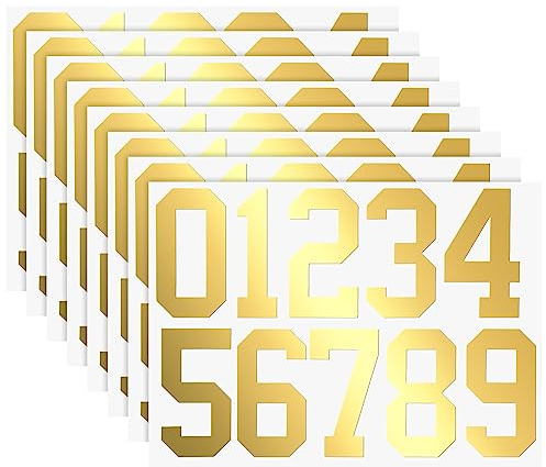 TaoBary 8 Sheets Mailbox Numbers Stickers Waterproof Vinyl Number Stickers Self Adhesive 0-9 Vinyl Decals for Car/Home/Residence(4 Inch,Gold)