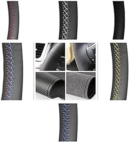 Schwarz Auto Lenkradbezug,Für BMW E60 E61 530d 545i 550i E63 E64 630i 645Ci 650i Schwarze Linie Anti-rutsch Atmungsaktives Innenraum Lenkradbezug
