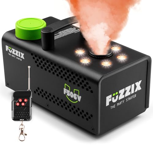 Fuzzix F506V Machine à Fumée Verticale 500 Watts RGB avec Télécommande - Facile à transporter, Puissante et Compacte, Niveau de Réservoir, Idéal pour les Anniversaires, Soirées Halloween
