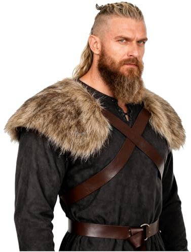 keland Viking Kunstfell Kragen für Männer Schal Capelet Wrap Kostüm Accessoire