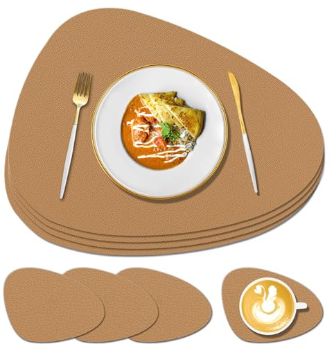 Juego de 4 Manteles Individuales de Silicona, Diseño en Relieve, Marrón | Resistentes al Calor hasta 230 °C, Antideslizantes y Lavables, para Mesas de Vidrio/Madera/Mármol, Cocina y Jardín Exterior