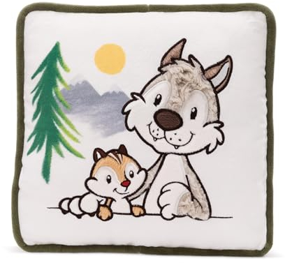 NICI Cojín infantil FOREST FRIENDS lobo Winny & ardilla listada Jojo 25x25cm - Cojín pequeño de peluche, para niñas, niños y adultos - 49955