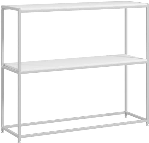 HOMCOM Table Console Table d'Entrée 2 Étagères 100 x 30 x 87 cm Blanc | Cadre en Acier, Design Moderne, pour Salon, Entrée, Couloir